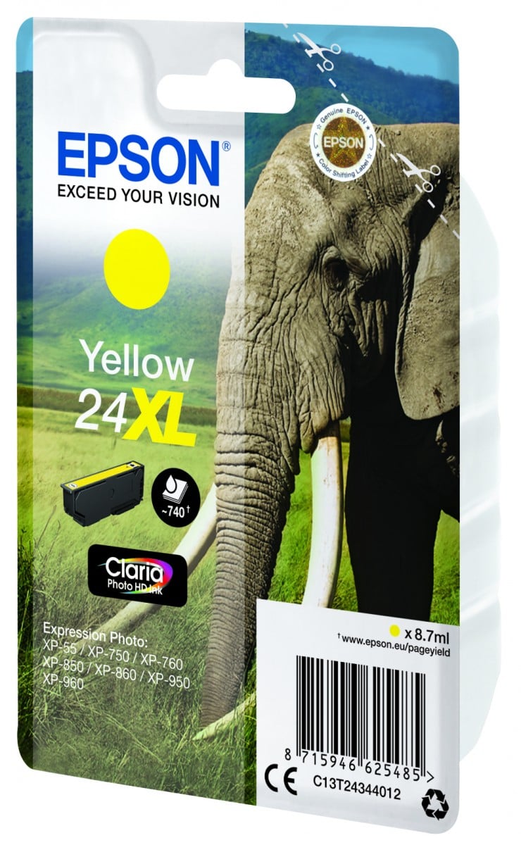 EPSON 3LB 24XL ink cartridge yellow high capacity 8.7ml 740 pages 1-pack RF-AM blister w/s