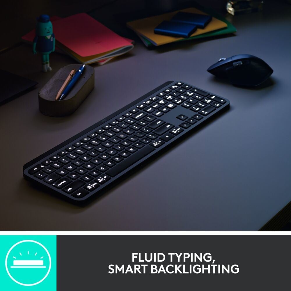 Logitech Master MX Keys Combo for Bussiness clavier Souris incluse Bureau RF sans fil + Bluetooth QWERTY US International Graphite