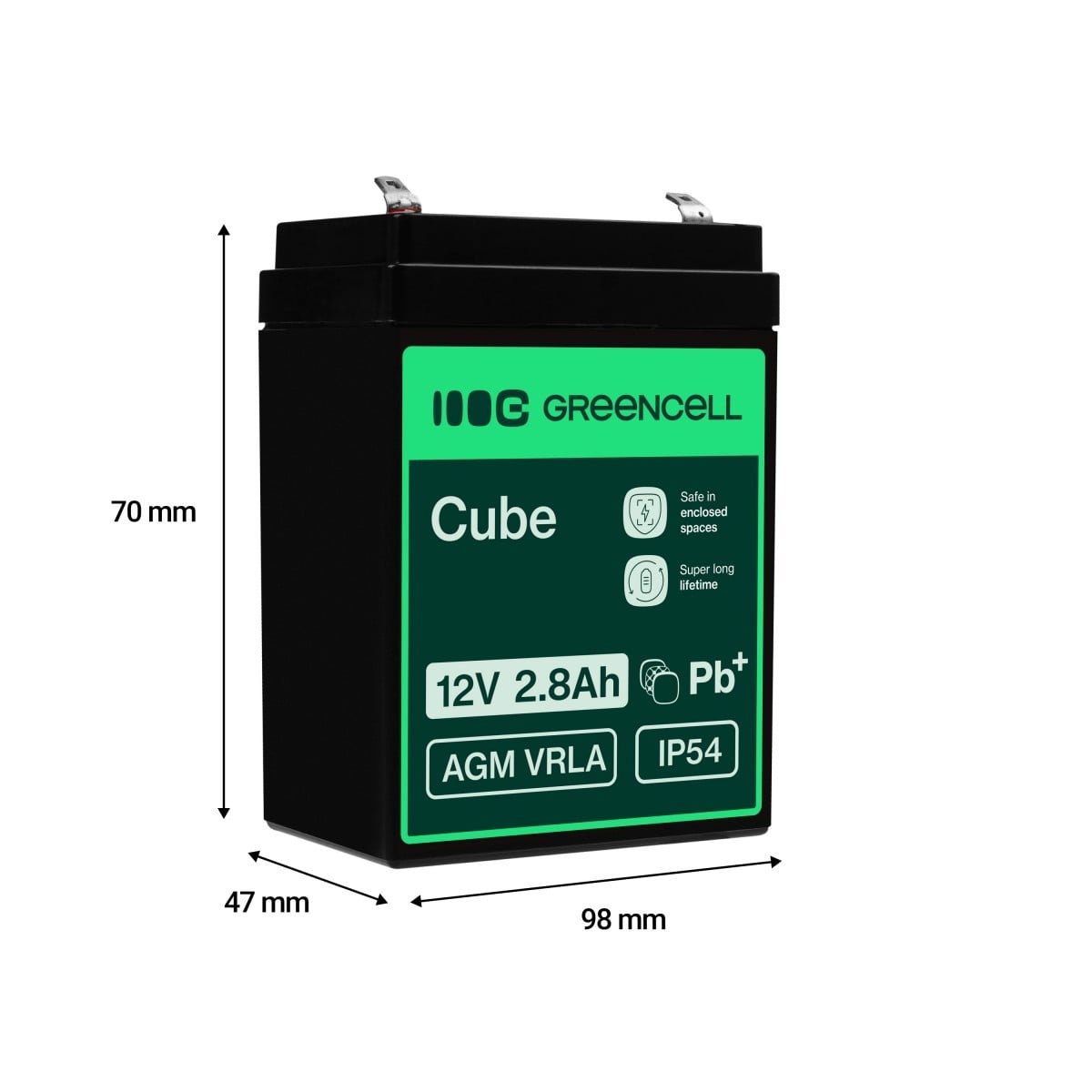Green Cell AGM Battery 12V 2.8Ah - Battery - Baby (C)