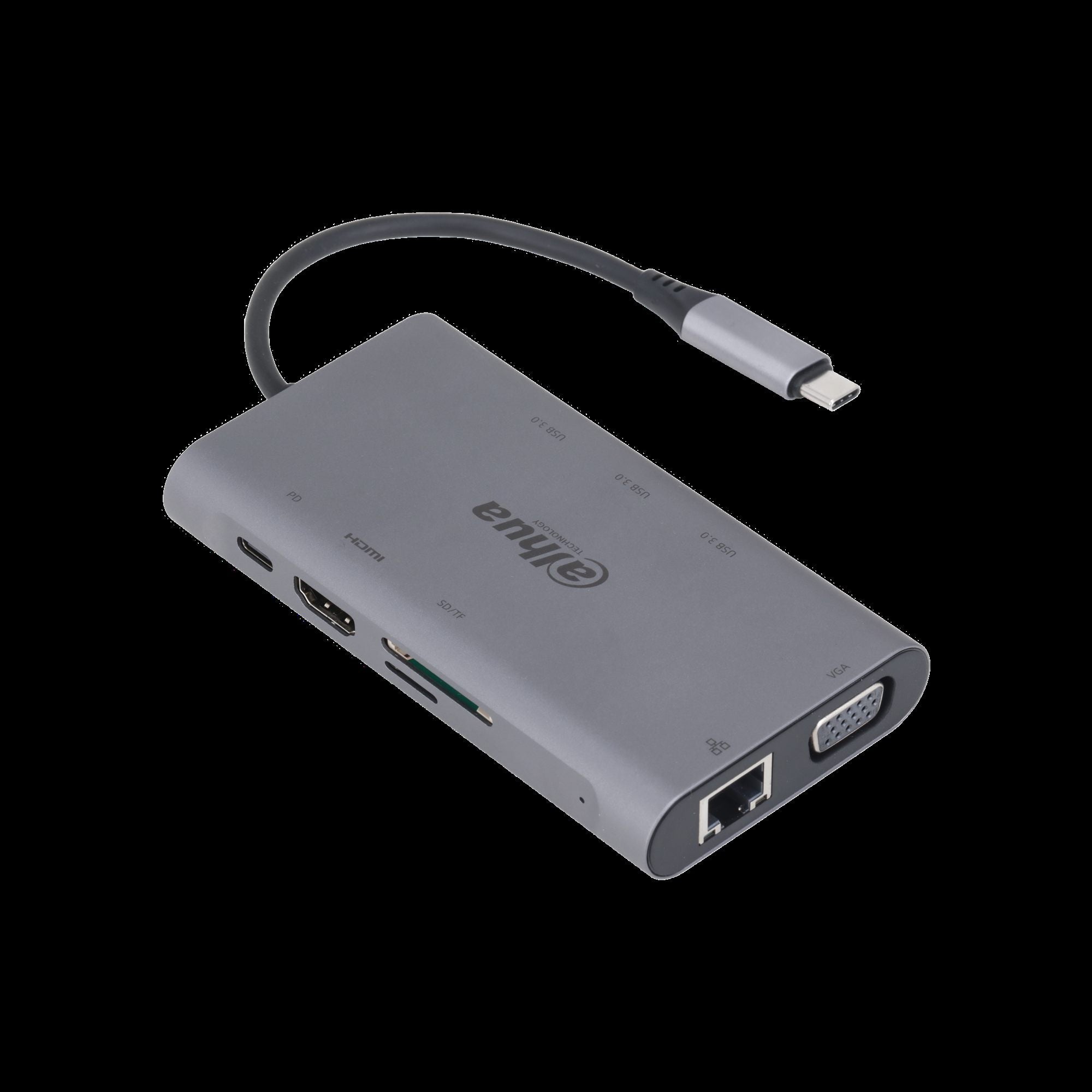 Dahua TC39 9-en-1 USB 3.1 Type-C vers USB 3.0 + HDMI + RJ45 + VGA + SD/TF + PD Station d'accueil