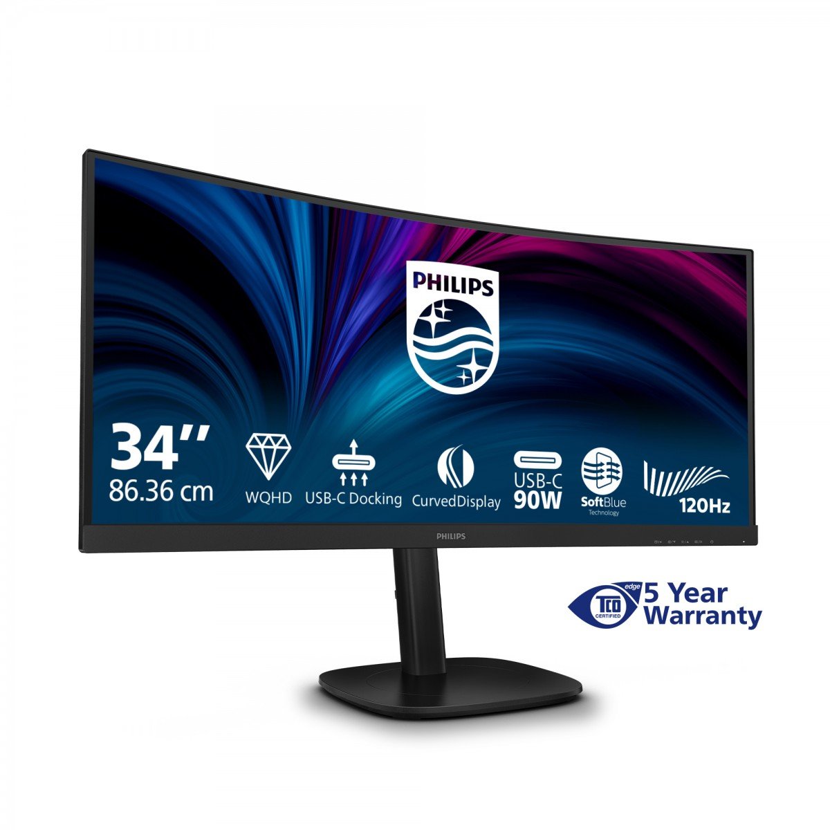 PHILIPS 34B2U3600C/00 34inch Curved Monitor 3440x1440 HDMI DP RJ-45 USB USB-C DOCK 90W
