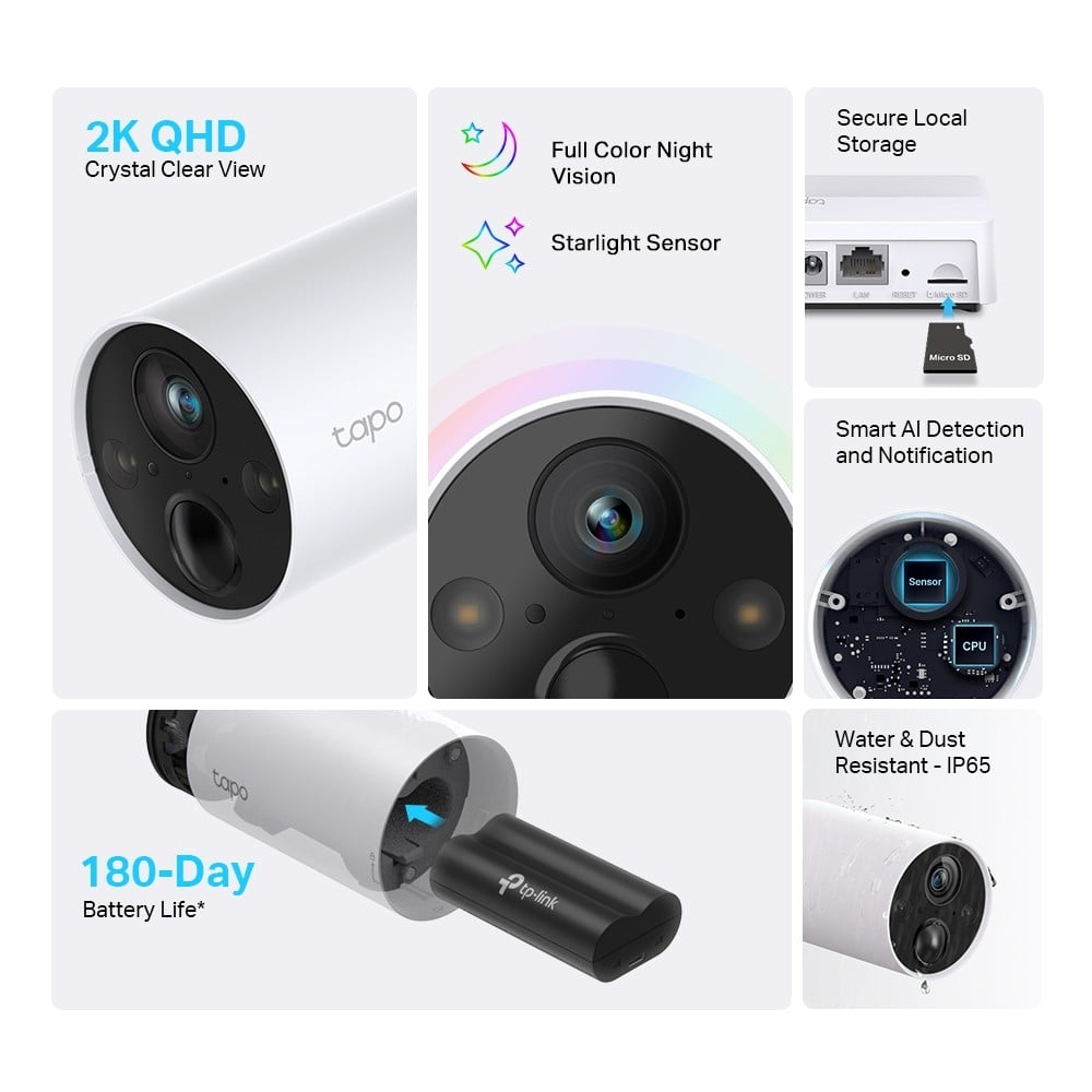 TP-LINK Tapo Smart Wire-Free Security Camera System 1 Camera System 1xTapo C420 + 1xTapo H200 2K 2560x1440 4MP