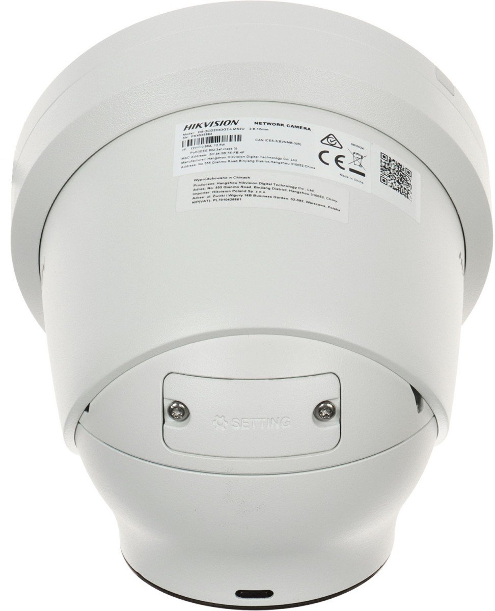 Hikvision DS-2CD2H43G2-LIZS2U(2.8-12mm) 4 MP caméra réseau turret avec Acusense et éclairage hybride intelligent motorisé a focale variable