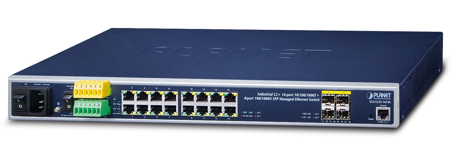 PLANET IGS-5225-16T4S commutateur réseau Géré L2+ Gigabit Ethernet (10/100/1000) 1U Bleu
