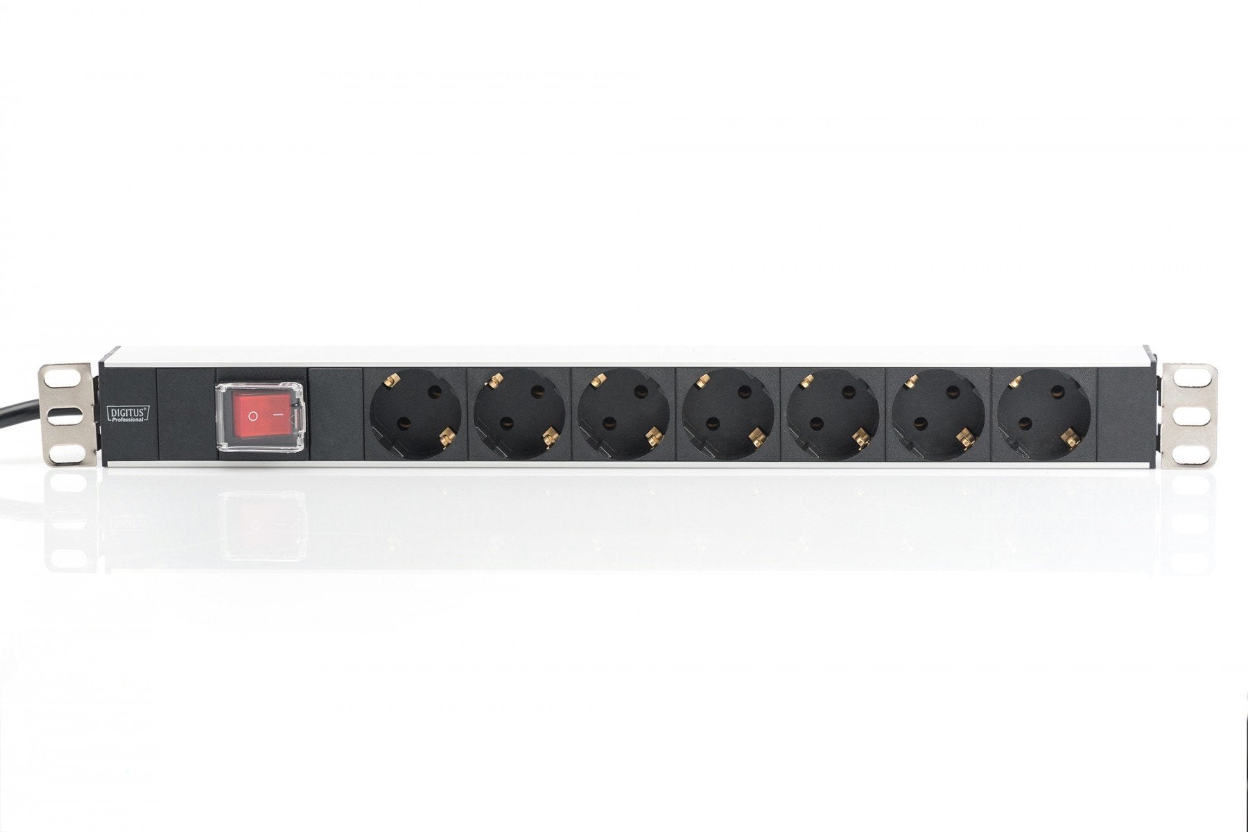 Digitus Bloc multiprise avec profilé en aluminium et interrupteur, prise électrique a contact de protection avec 7 sorties, connecteur a contact de pr