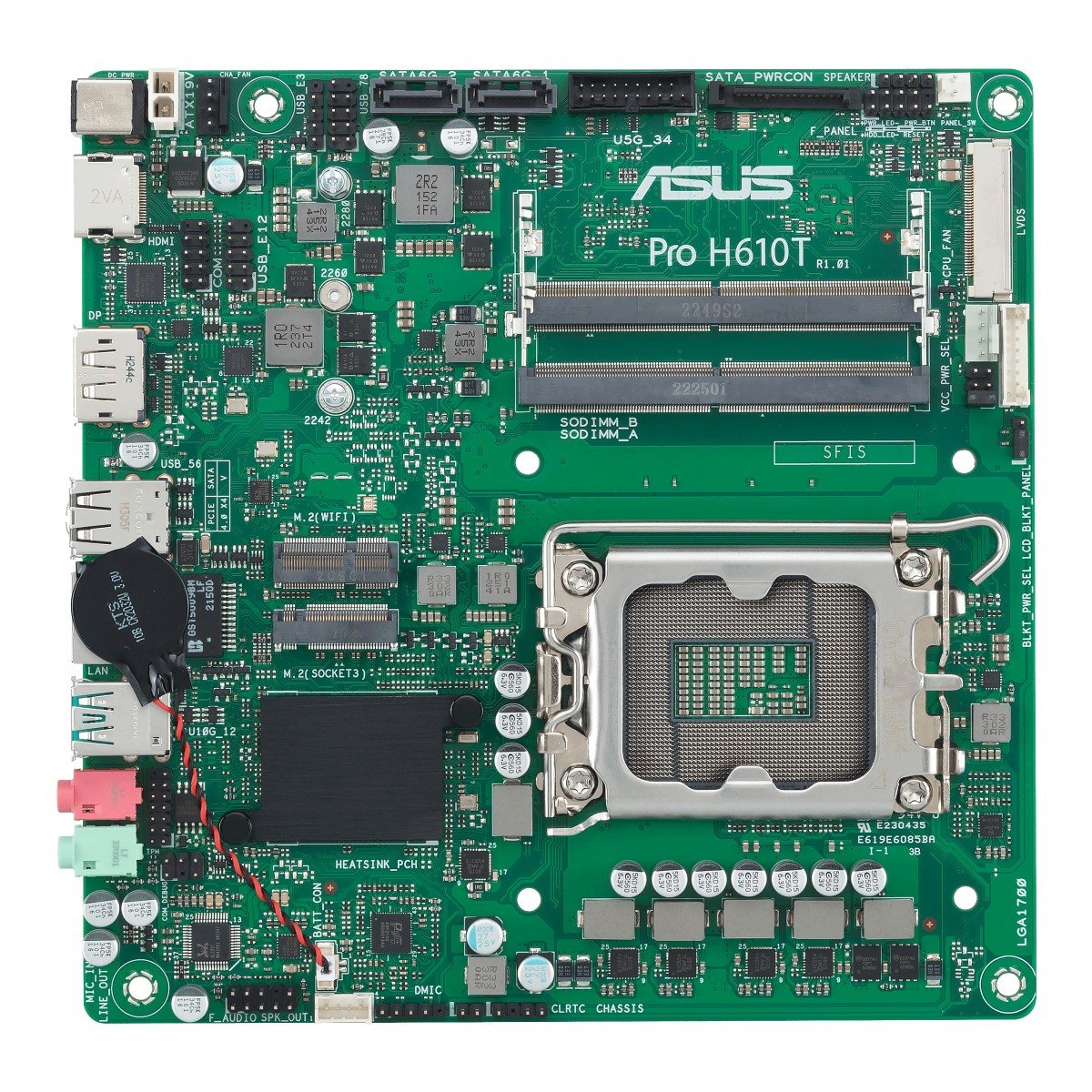 ASUS PRO H610T-CSM LGA1700 2DDR4 Thin Mini ITX 2xSATA MB 1xHDMI 1xDP 1xLVDS 3xM.2