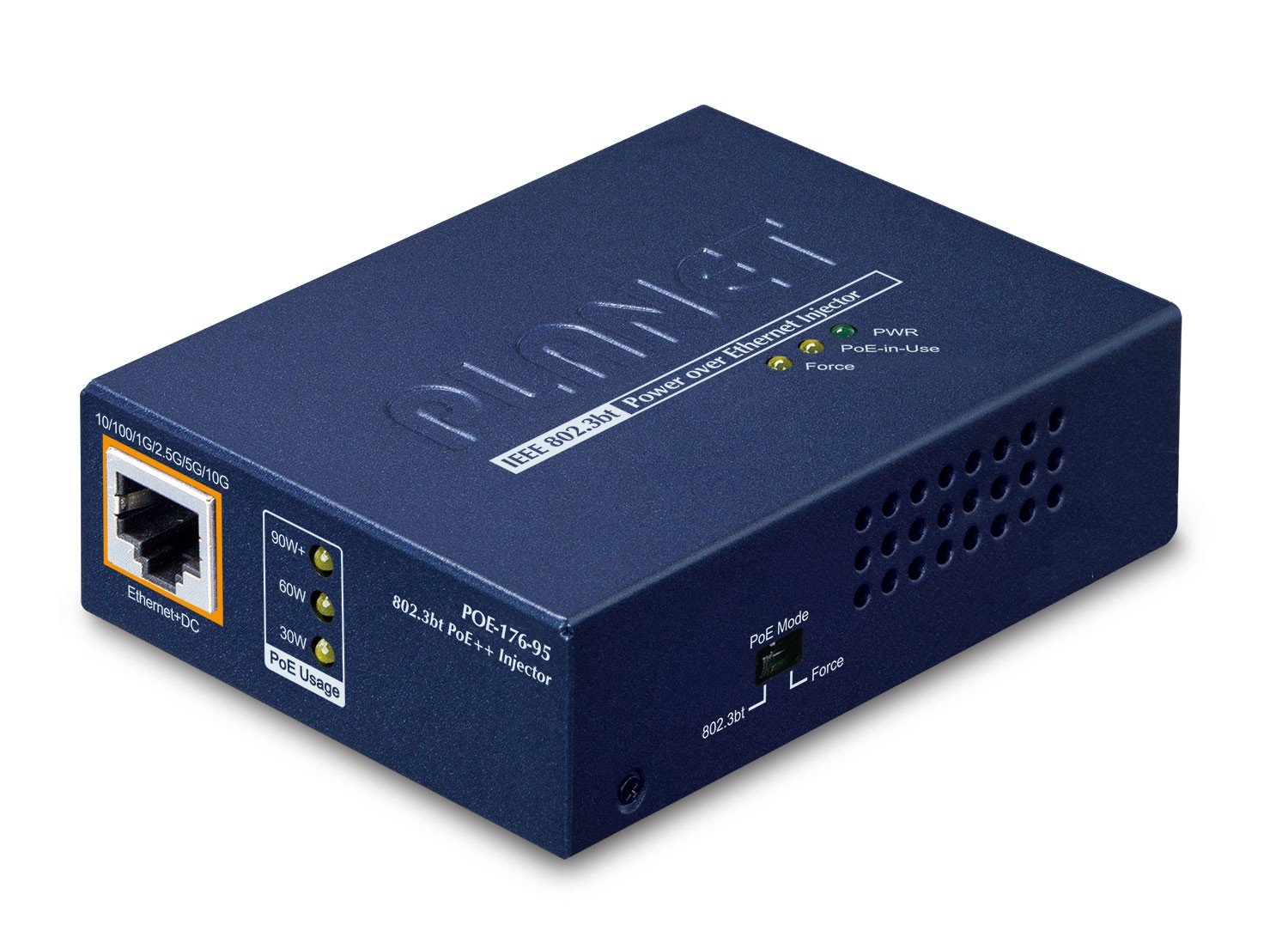PLANET Single-Port 10Gbps 802.3bt Connexion Ethernet, supportant l'alimentation via ce port (PoE) Bleu