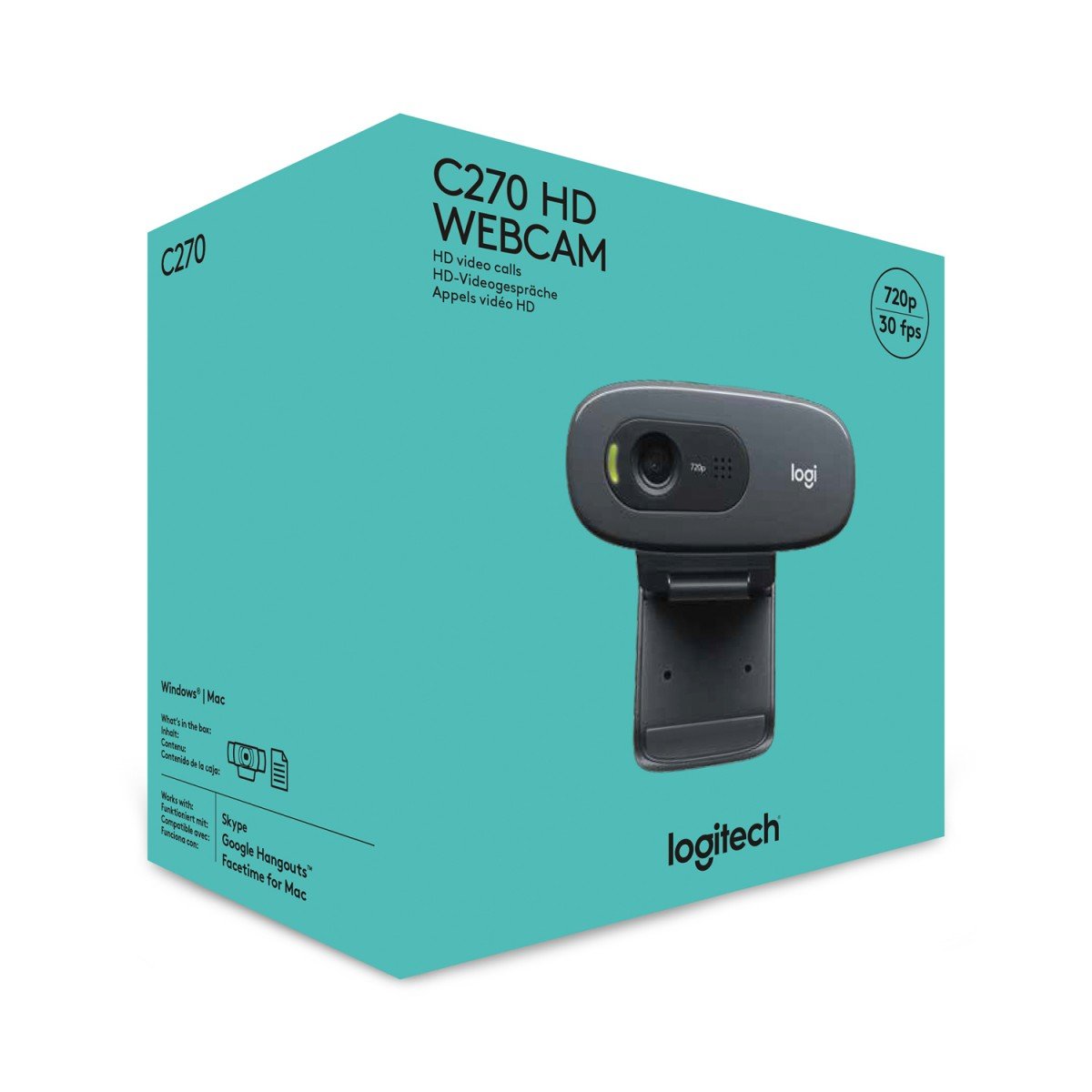 LOGITECH HD Webcam C270 Webcam colour 1280 x 720 audio USB 2.0