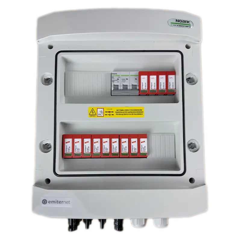 EMITER EM-1049_DCAC Tableau de distribution DCAC, IP65, SPD DC Dehn 1000V type 1+2, 3 x chaîne PV, 3 x MPPT, SPD AC Dehn type 1+2, 63A 3-F