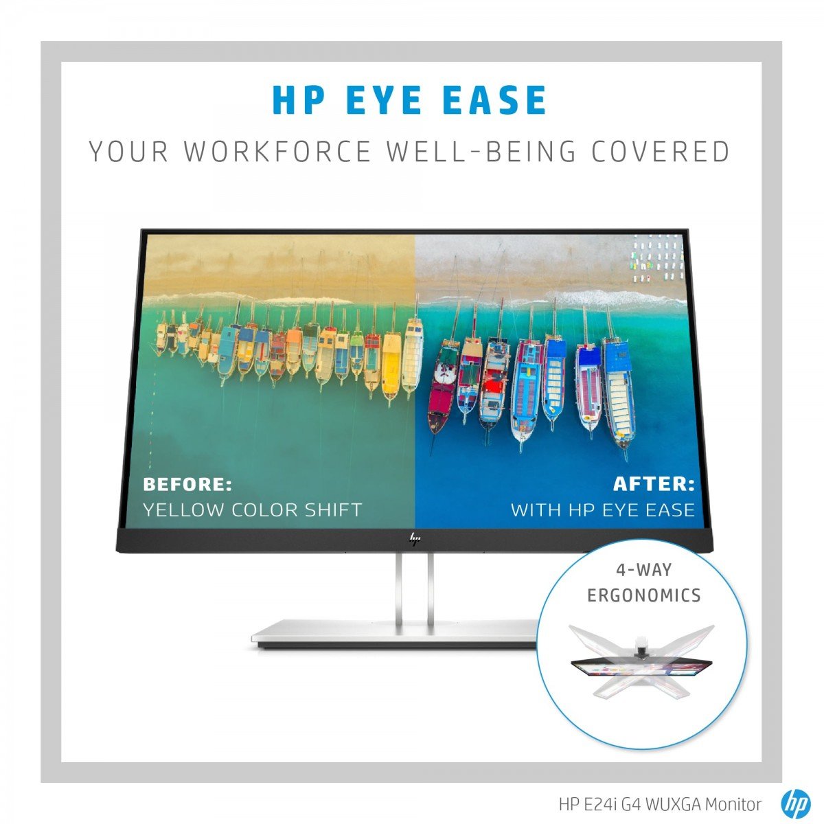 "HP E-Series E24i G4 61 cm (24"") 1920 x 1200 pixels WUXGA Noir, Argent"