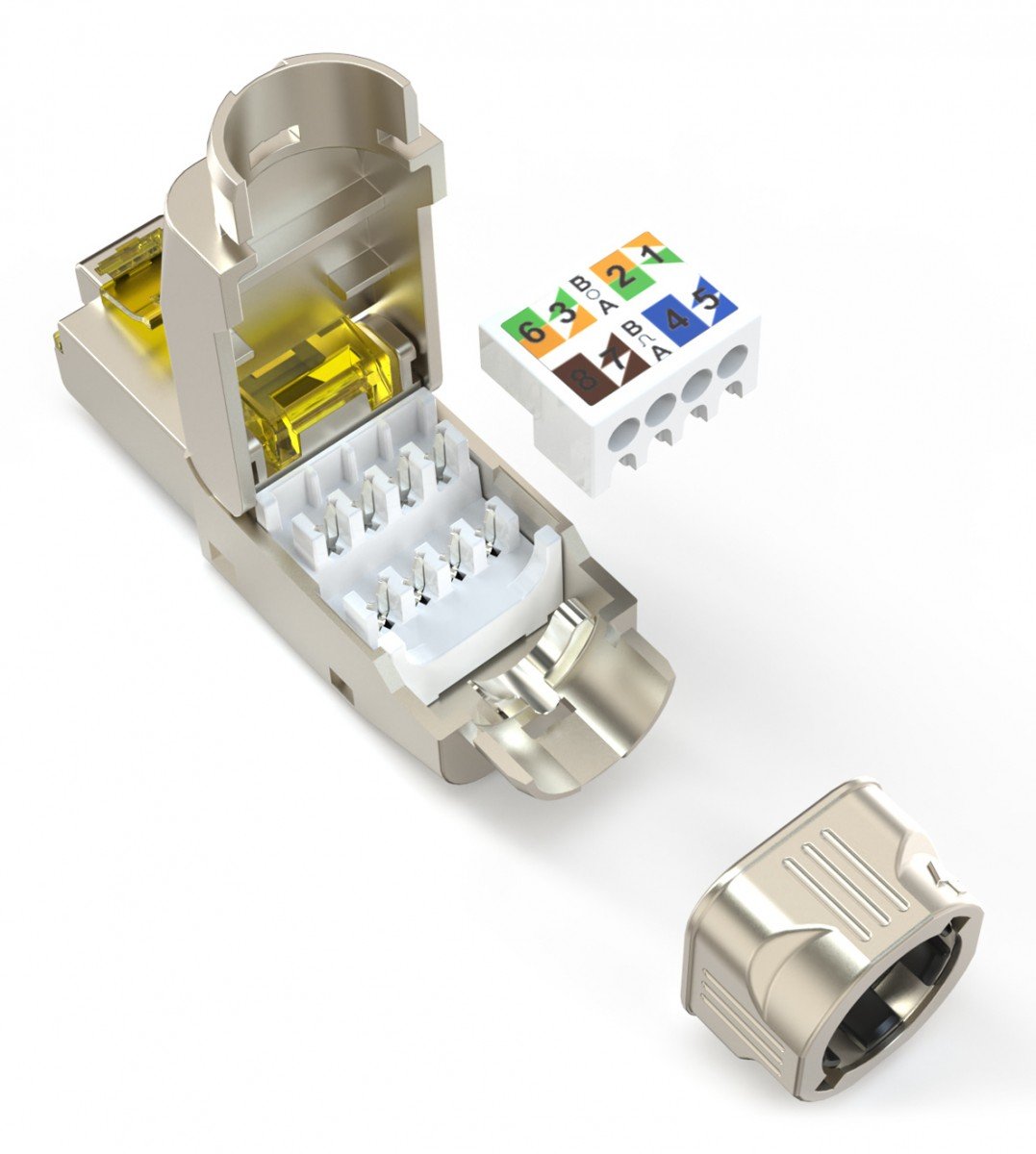 Connecteur modulaire RJ45 cat.8.1, PoE++, 25/40GbE, blindé, vissable, sans outil, AWG 26-22
