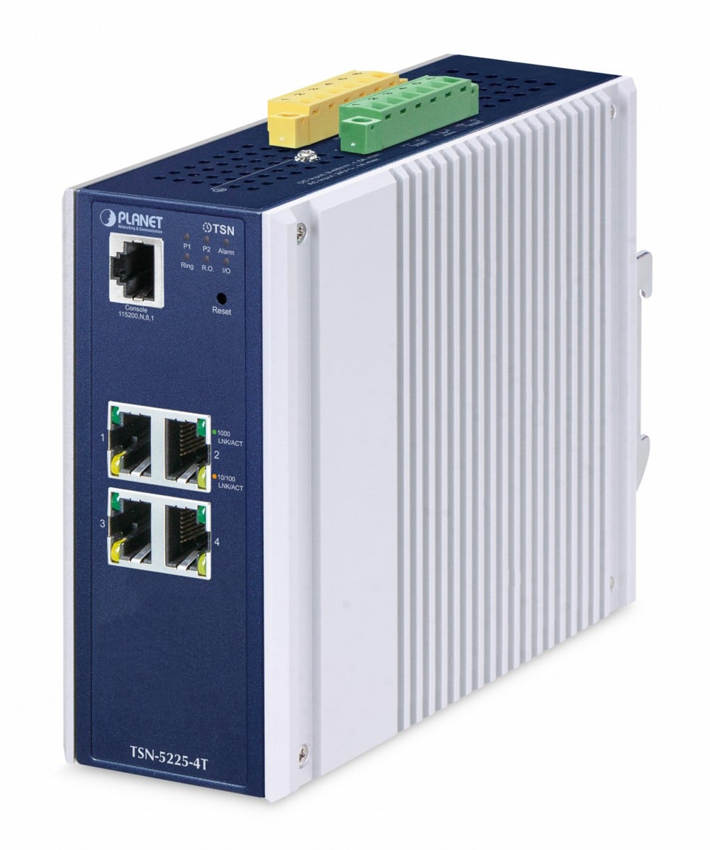 PLANET IP30 DIN-rail Industrial L2+ Géré L2+ Gigabit Ethernet (10/100/1000) Aluminium, Bleu