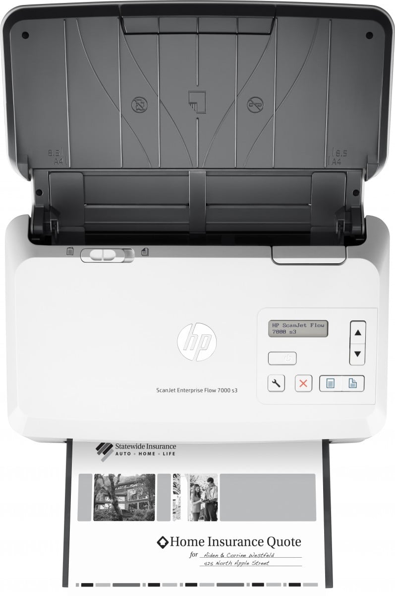 HP ScanJet Enterprise Flow 7000 s3 Sheet-feed Document scanner Duplex 216x3100mm 600dpix600dpi 75ppm ADF 80sheets 7500scans USB