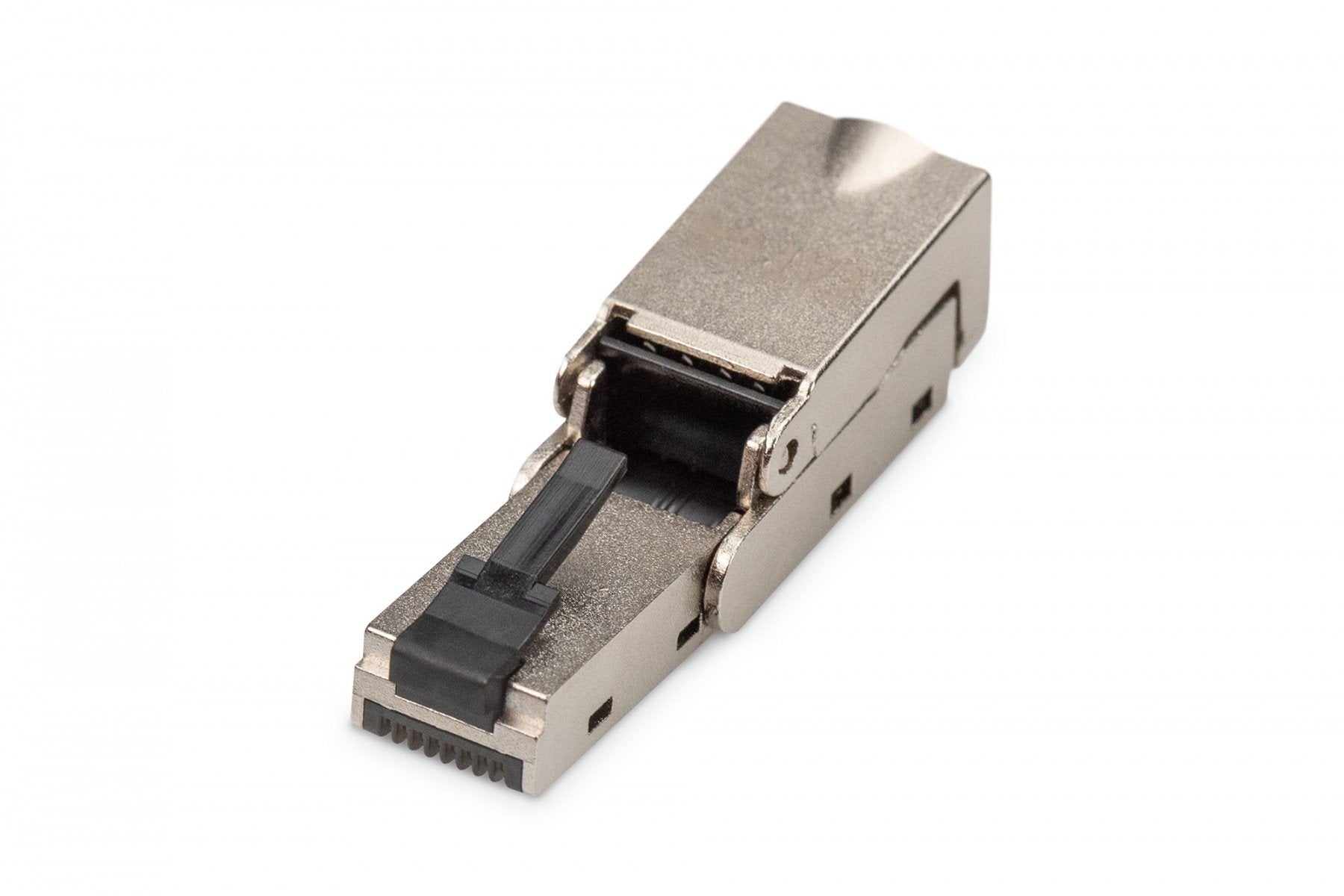 Prise modulaire coudée RJ45 cat.6A, PoE+, 10GbE, STP, métal, sans outil, AWG 27-22, toronné/plein