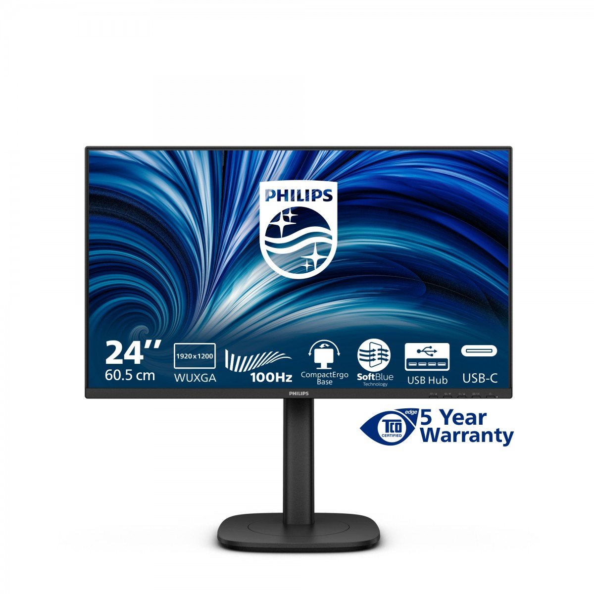 PHILIPS 24p 1920x1200 100Hz IPS Flat H/A 150 MM DICOM TUV EyeSafe certified USB HUB SPEAKERS DP HDMI Bri 300cd/m2 TCO 10