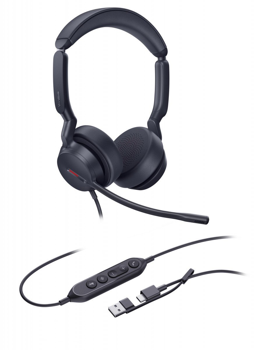 Yealink UH44 Dual UC USB-C/A Avec fil Arceau Bureau/Centre d'appels USB Type-C / USB Type-A Noir
