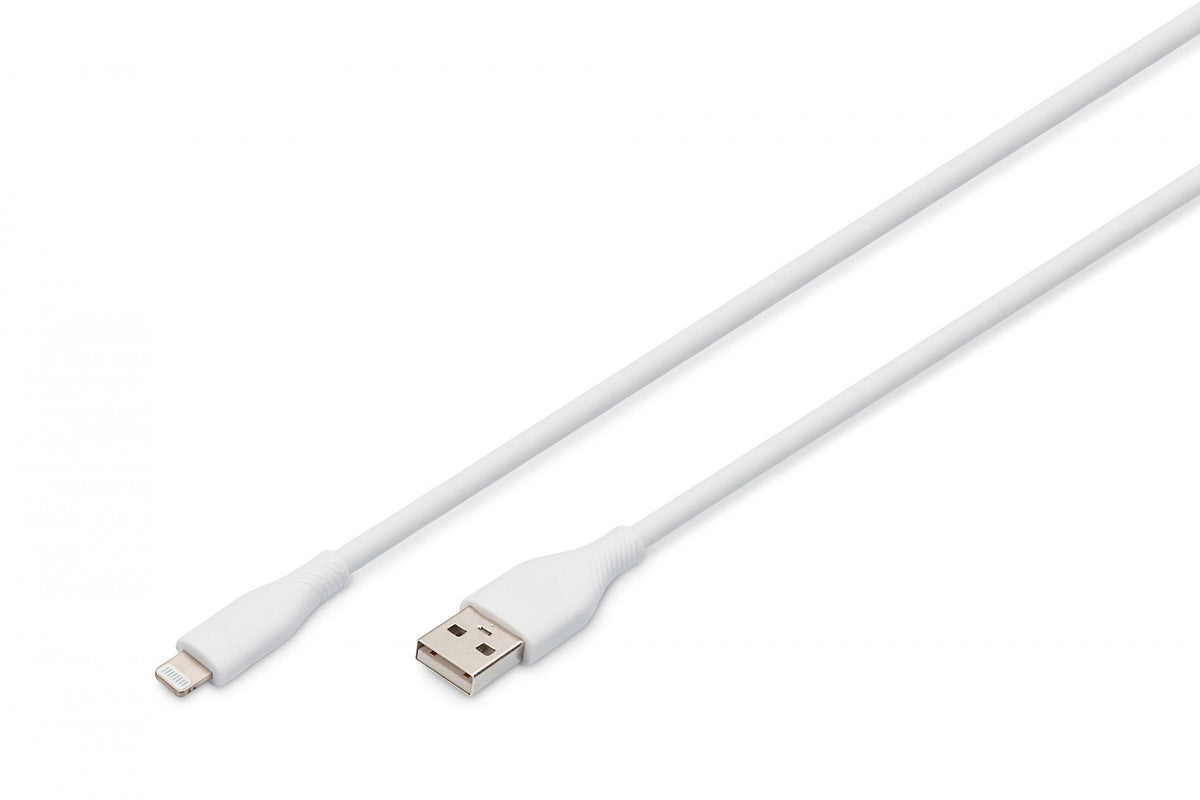 Câble d'alimentation en silicone USB-A - Lightning, USB 2.0 12W, MFI, 0,5m blanc