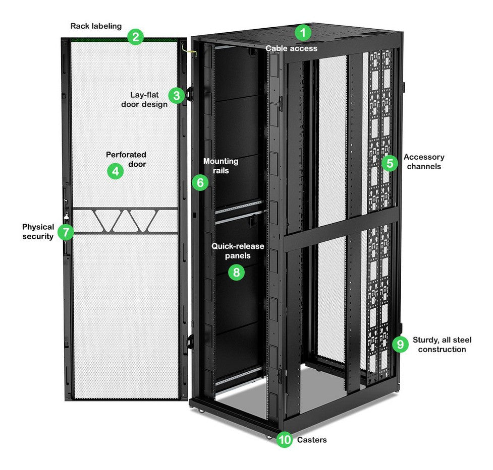 APC NetShelter SX Armoire de serveur Rack Gen 2, 52U, 2436H x 800W x 1200D mm, avec côtés