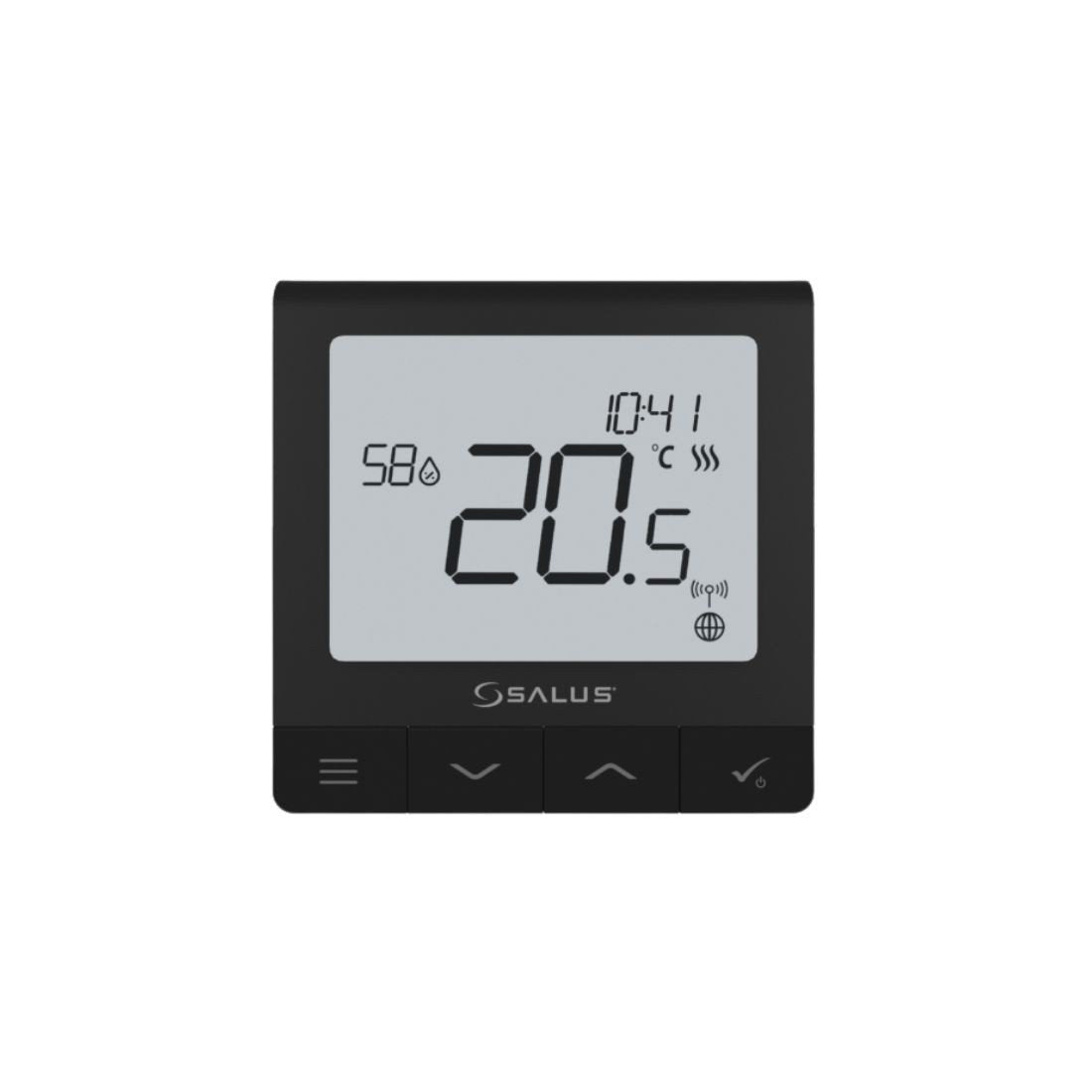 SALUS SQ610BRF Salus contrôleur de température sans fil, monté en surface Quantum, fonctionnant sur batterie, noir