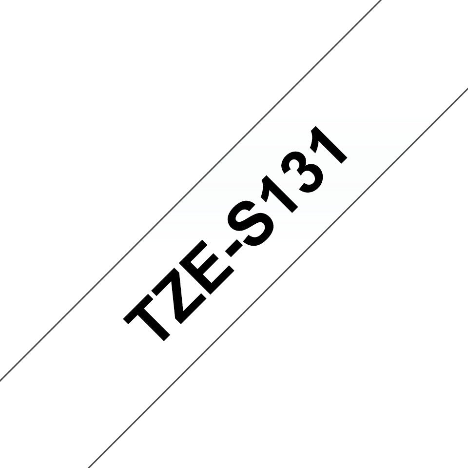 BROTHER P-TOUCH TZE-S131 noir sur clear 12mm extra gluant
