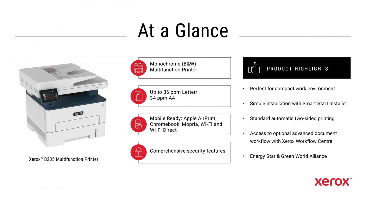 XEROX B235 MONO MULTIFUNCTION PRINTER