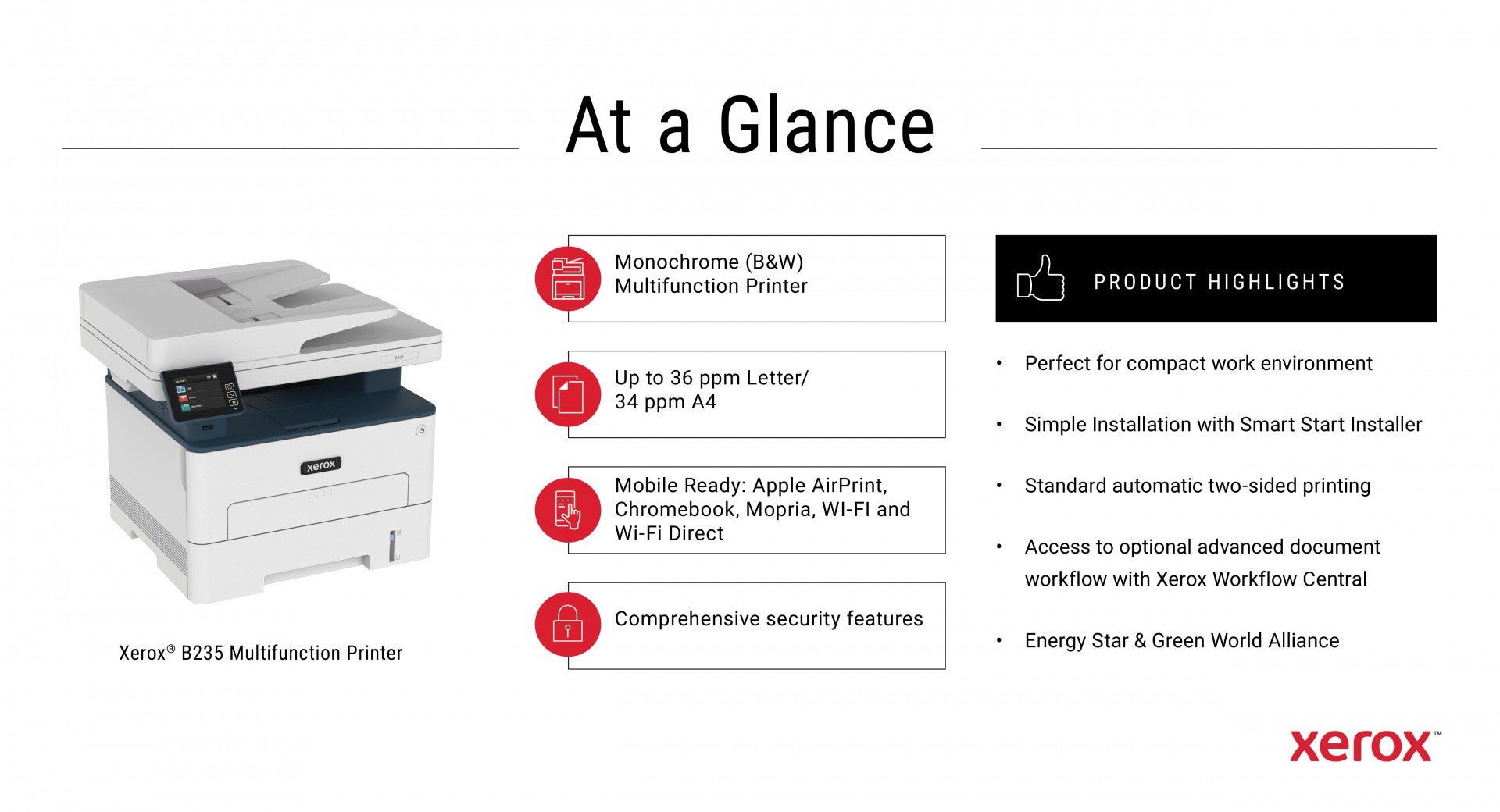XEROX B235 MONO MULTIFUNCTION PRINTER