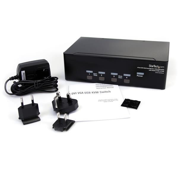 4 Port DVI VGA Dual Monitor KVM Switch