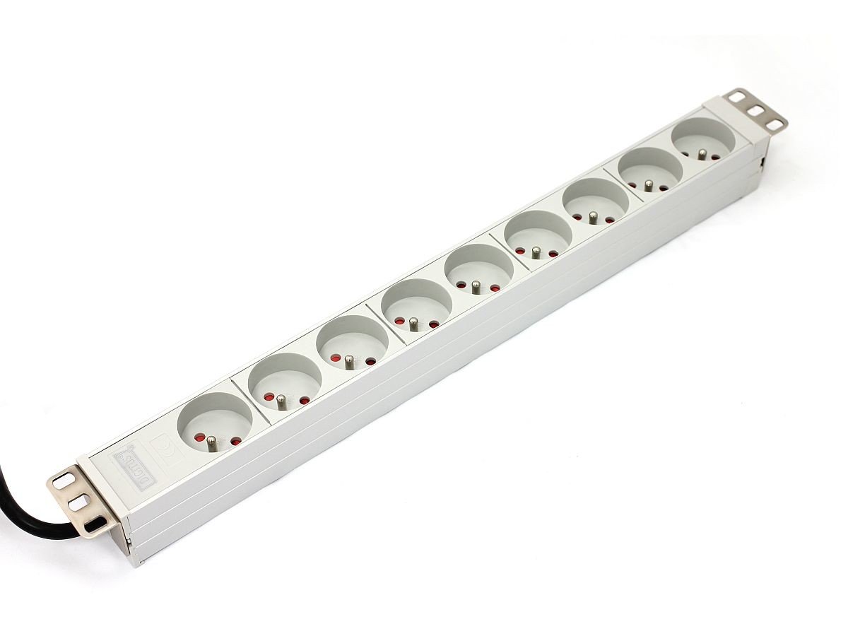 A-19-STRIP-3-IMP - 1U - Aluminium - Blanc - 9 sortie(s) CA - 1,8 m - 250 V