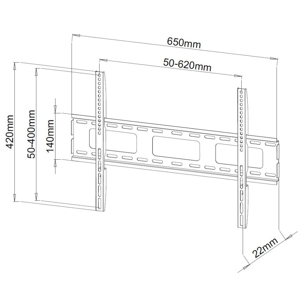 "Techly ICA-PLB 132L2 Support mural pour TV 40-65"" LED/LCD 50kg slim 22mm"