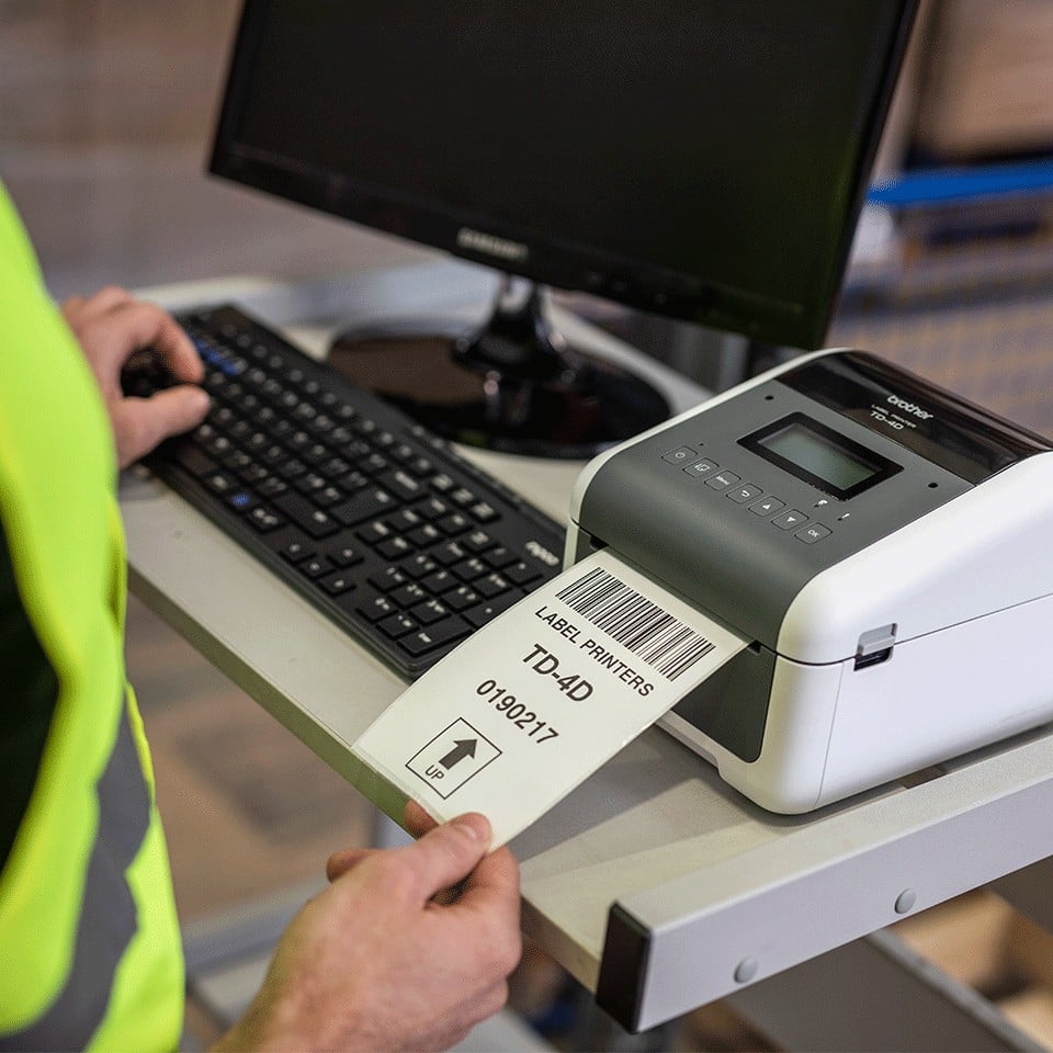 BROTHER TD-4550DNWB Label printer direct thermal 118mm 300x300dpi 152.4mm/sec USB 2.0 LAN serial Wi-Fi USB host Bluetooth 4.2