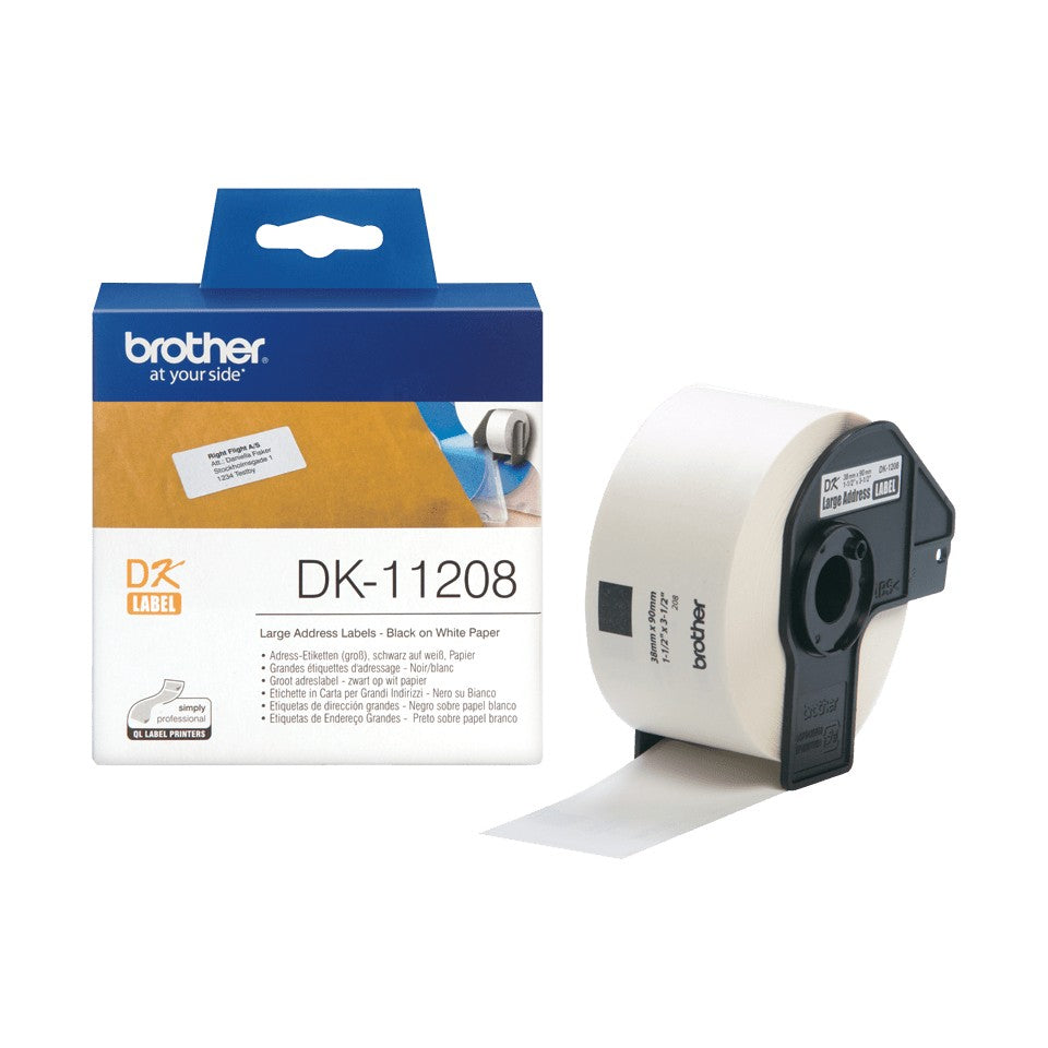 BROTHER P-TOUCH DK-11208 die-cut adress label big 38x90mm 400 labels