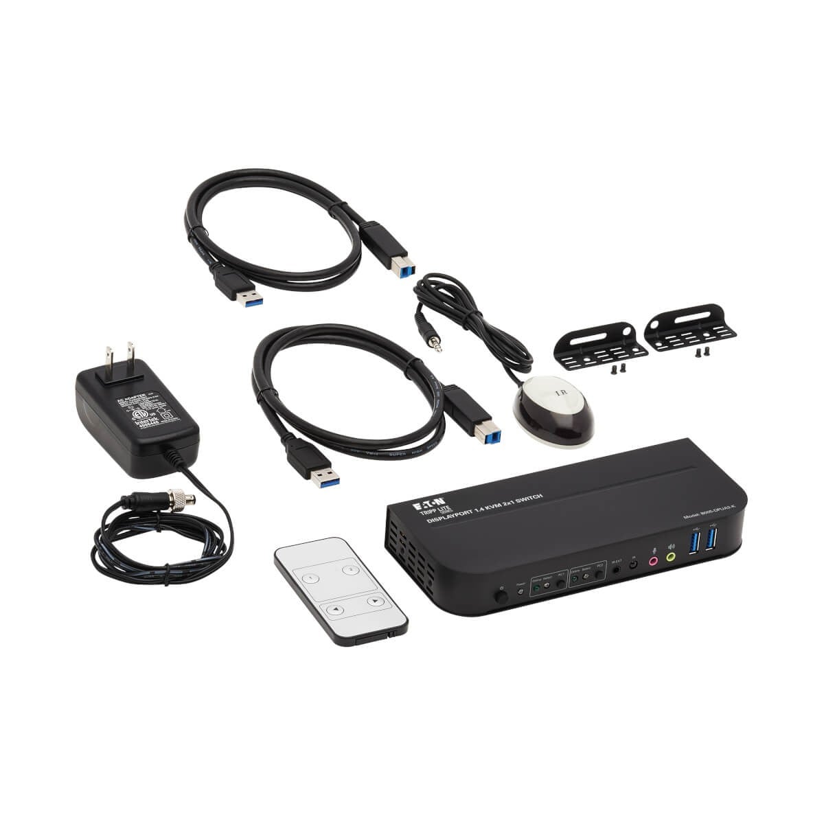 EATON TRIPPLITE DisplayPort USB KVM Switch 2-Port 4K 60Hz HDR DP 1.4 USB Cables KVM / audio / USB switch 2 x KVM / audio / USB