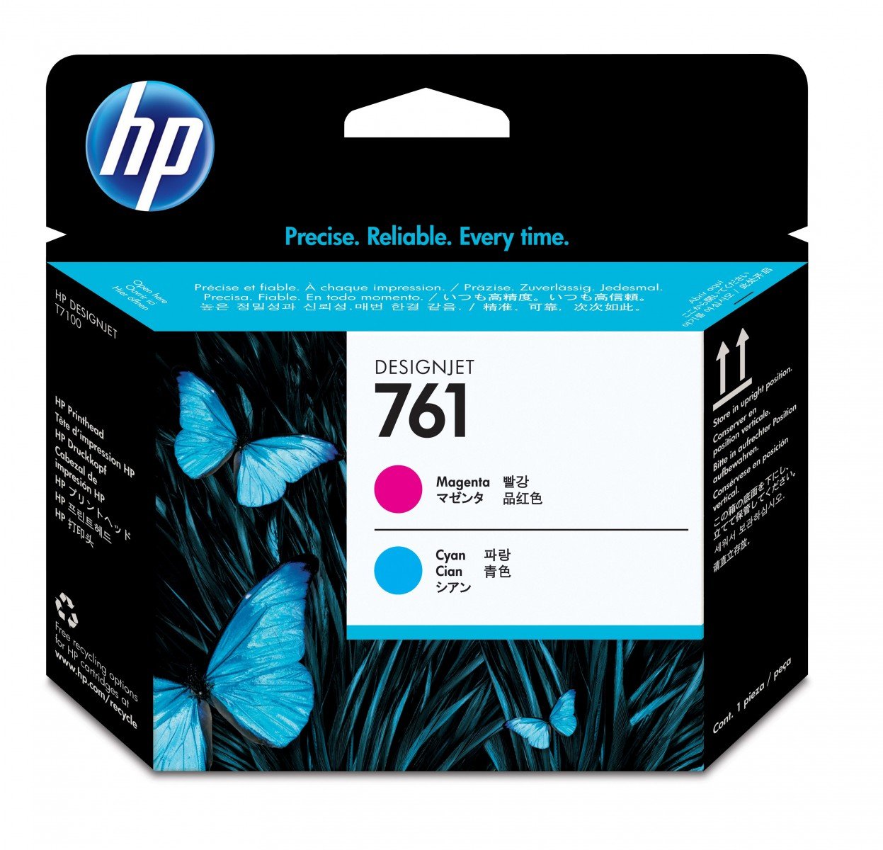 HP 761 original printhead CH646A magenta and cyan 1-pack