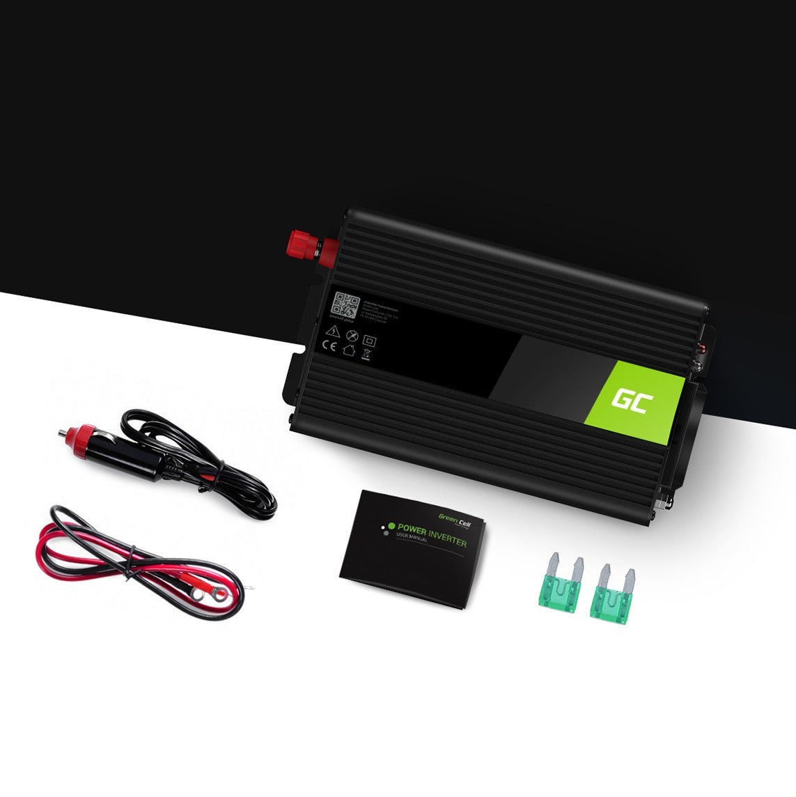 Green Cell INV02DE adaptateur de puissance & onduleur Auto 300 W Noir