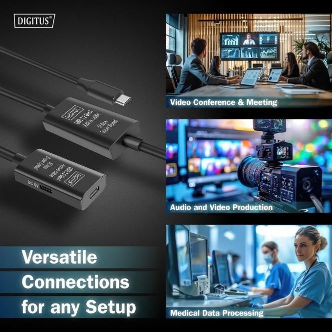 Câble d'extension actif, USB 3.2 Gen1, 5Gbps, USB-C - USB-C, 10m