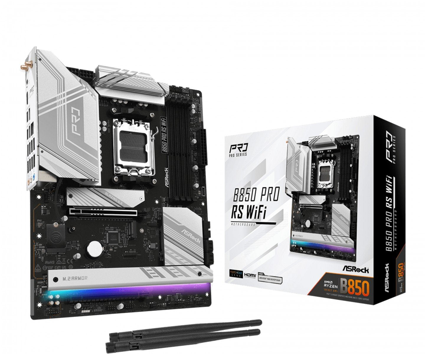 ASRock 90-MXBQL-A0UAYZ Carte mere B850 Pro RS WiFi ATX avec DDR5 et Ethernet 2.5Gb