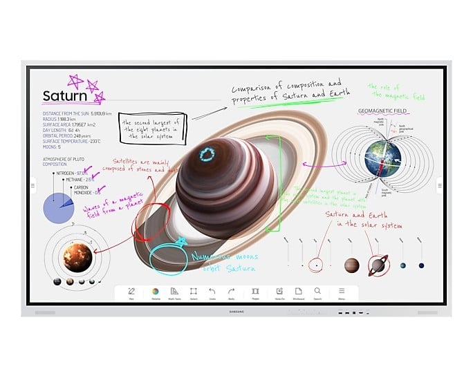 SAMSUNG WM75B Flip 4 75inch Touch Infrared UHD 3840x2160 16:9 300nit without glass 220nit with glass 16/7 3years
