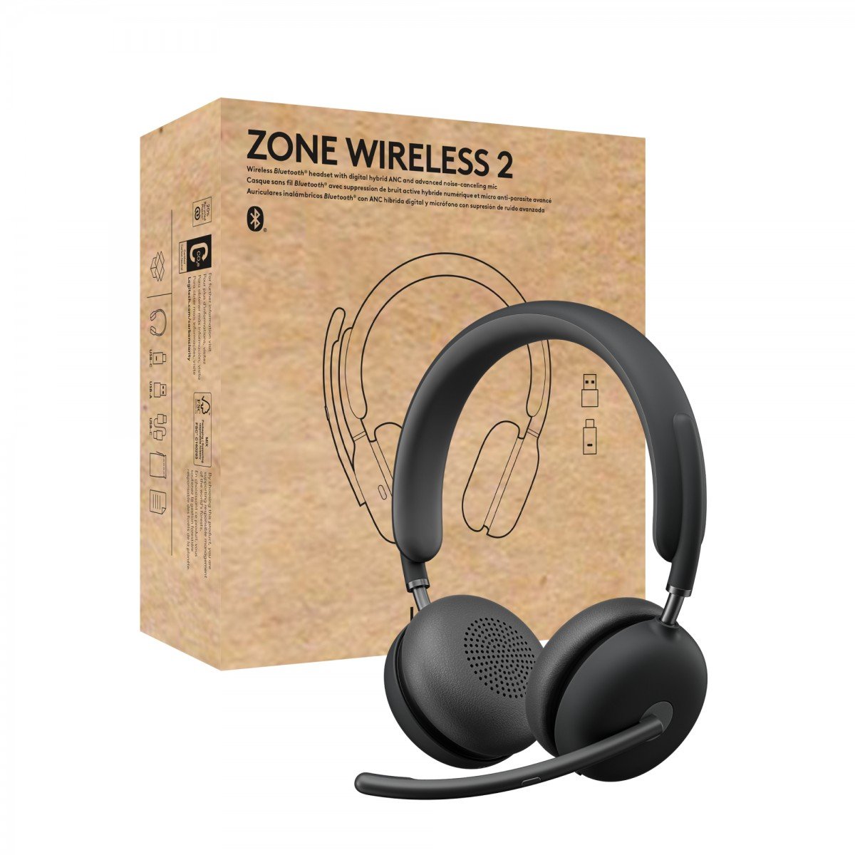 LOGITECH HEADSET - Zone Wireless 2 UC - GRAPHITE UC - 2.4GHZ/BT - EMEA-914 - A00174 A00172 NO STAND