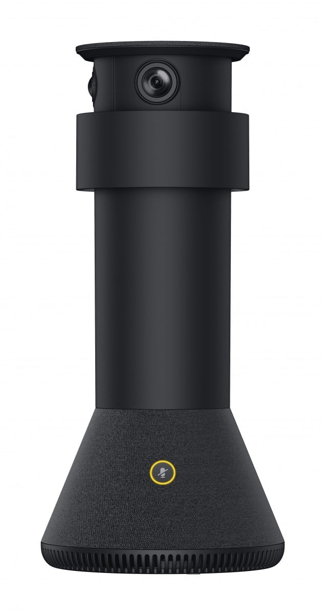 YEALINK Mtower Center-view Intelligent Camera for Optimal Perspective : MTower triple-eye Intelligent tabletop camera + PoE power adapter with cable + Tabletop fixed bracket + including 2-year AMS
