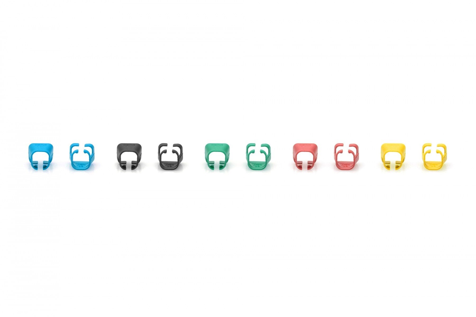 Clip coloré pour fiche RJ45, mélange de couleurs (20 pieces de chaque couleur : vert, rouge, bleu, jaune, noir)