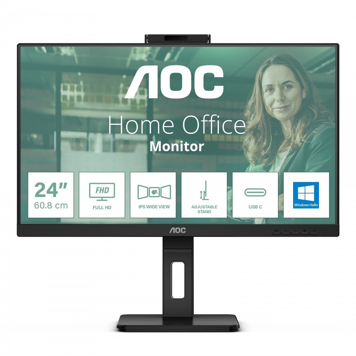 AOC 24P3CW 24P3CW - Ecran- 24" 1920 x 1080 Full HD (1080p) @ 75 Hz - IPS - 300cd/mÂ² - 1000:1 - 4 ms - HDMI, 2xDP - USB-C - enceintes