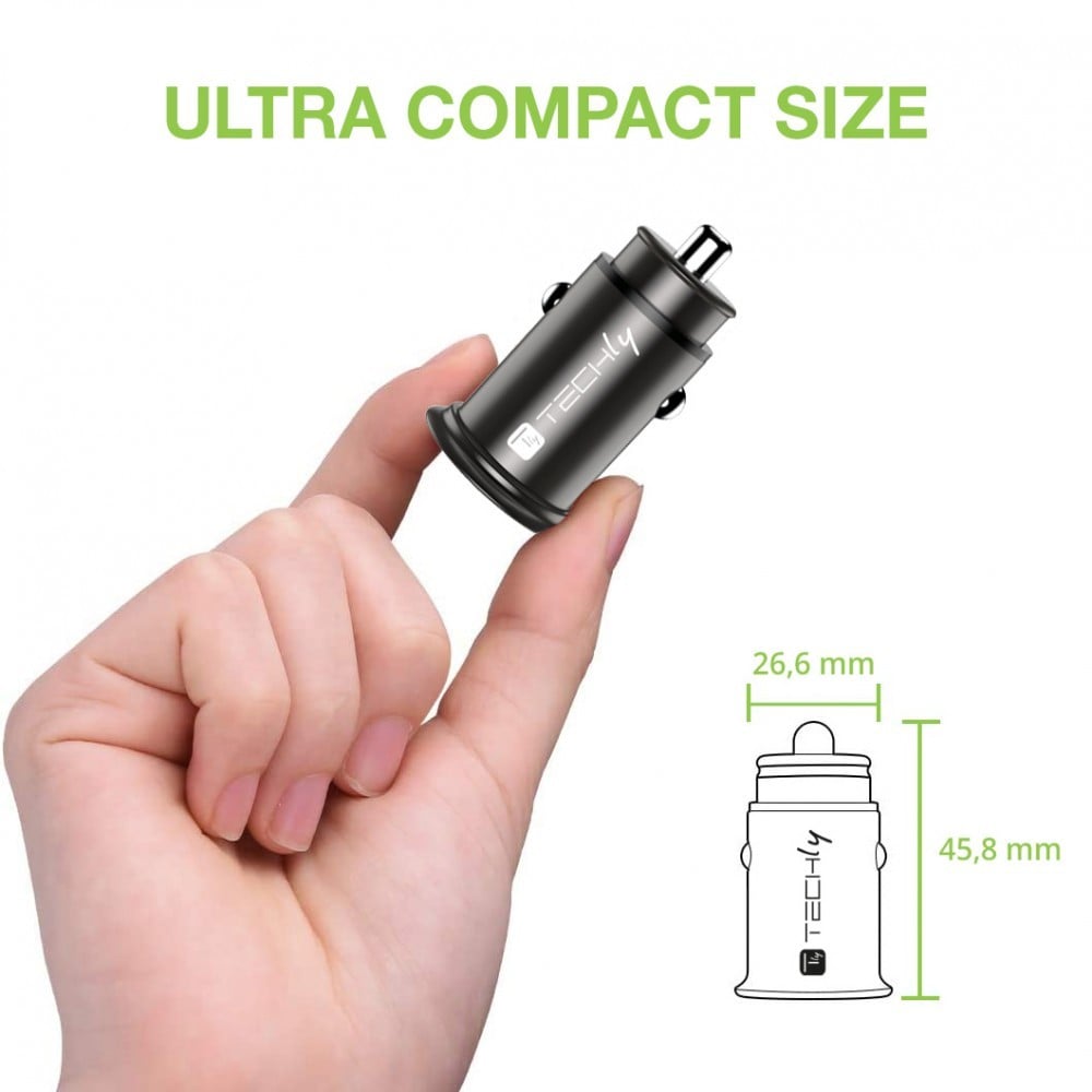 Techly IUSB2-CAR5-AC38W Chargeur de voiture USB-C & USB-A 38W/3A 5-12V