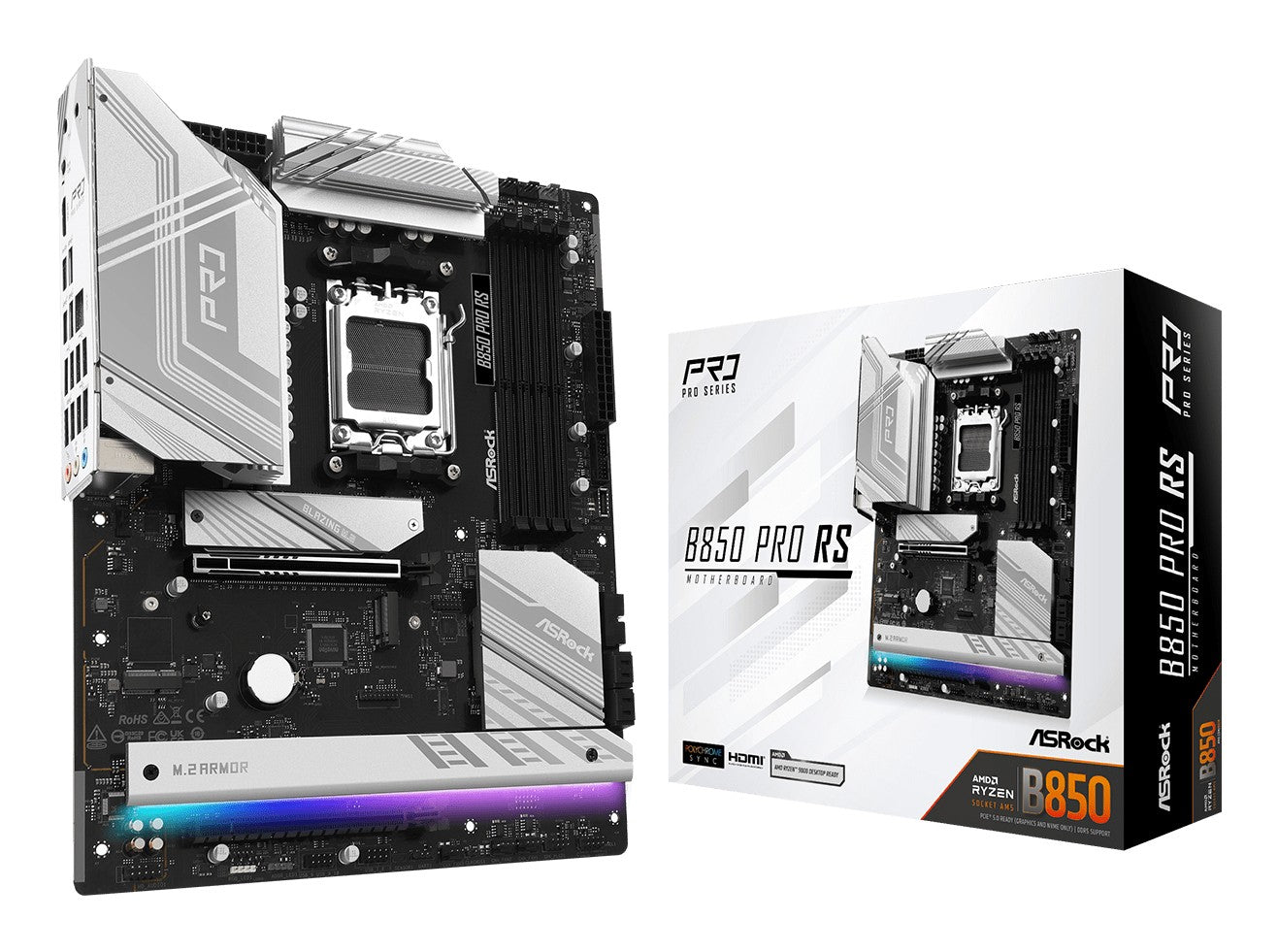 ASRock 90-MXBQK0-A0UAYZ Carte mere B850 Pro RS ATX avec DDR5 et Ethernet 2,5 Gigabit