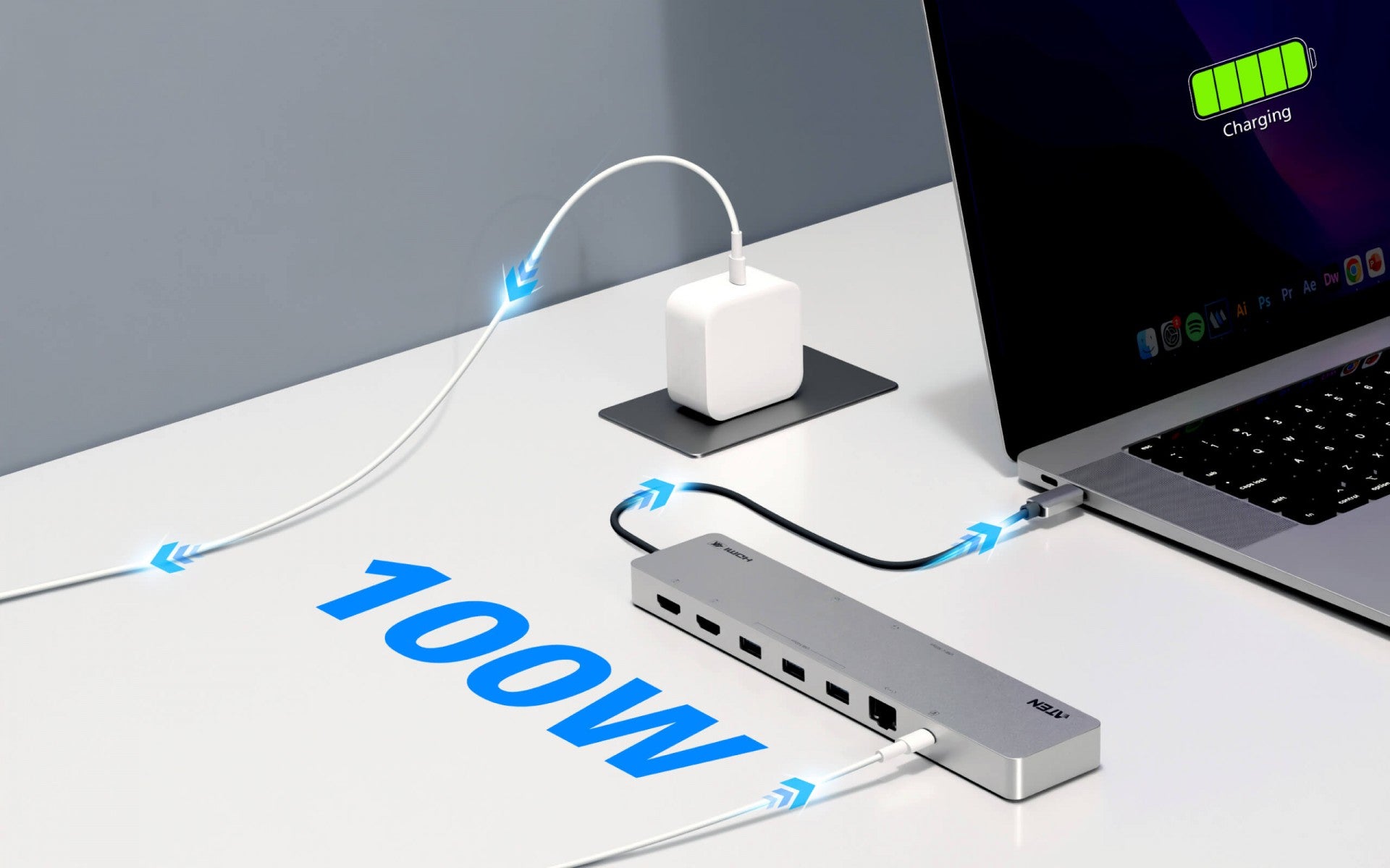 ATEN UH3240 station d accueil USB-C 11 en 1 Dual HDMI PD100W