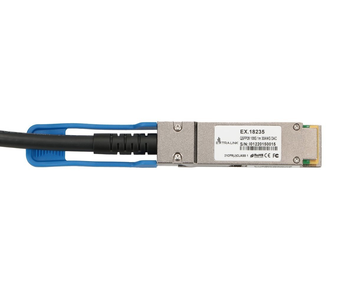 Extralink QSFP28 DAC CABLE 100G 1M 30AWG PASSIVE câble InfiniBand et a fibres optiques Noir