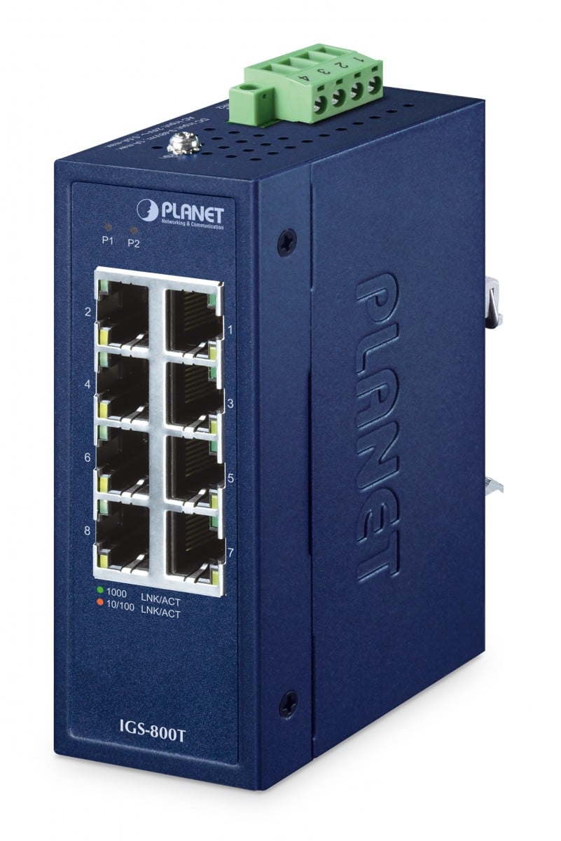 PLANET IP30 Compact size 8-Port IGS-800T Non-géré Gigabit Ethernet (10/100/1000) Bleu