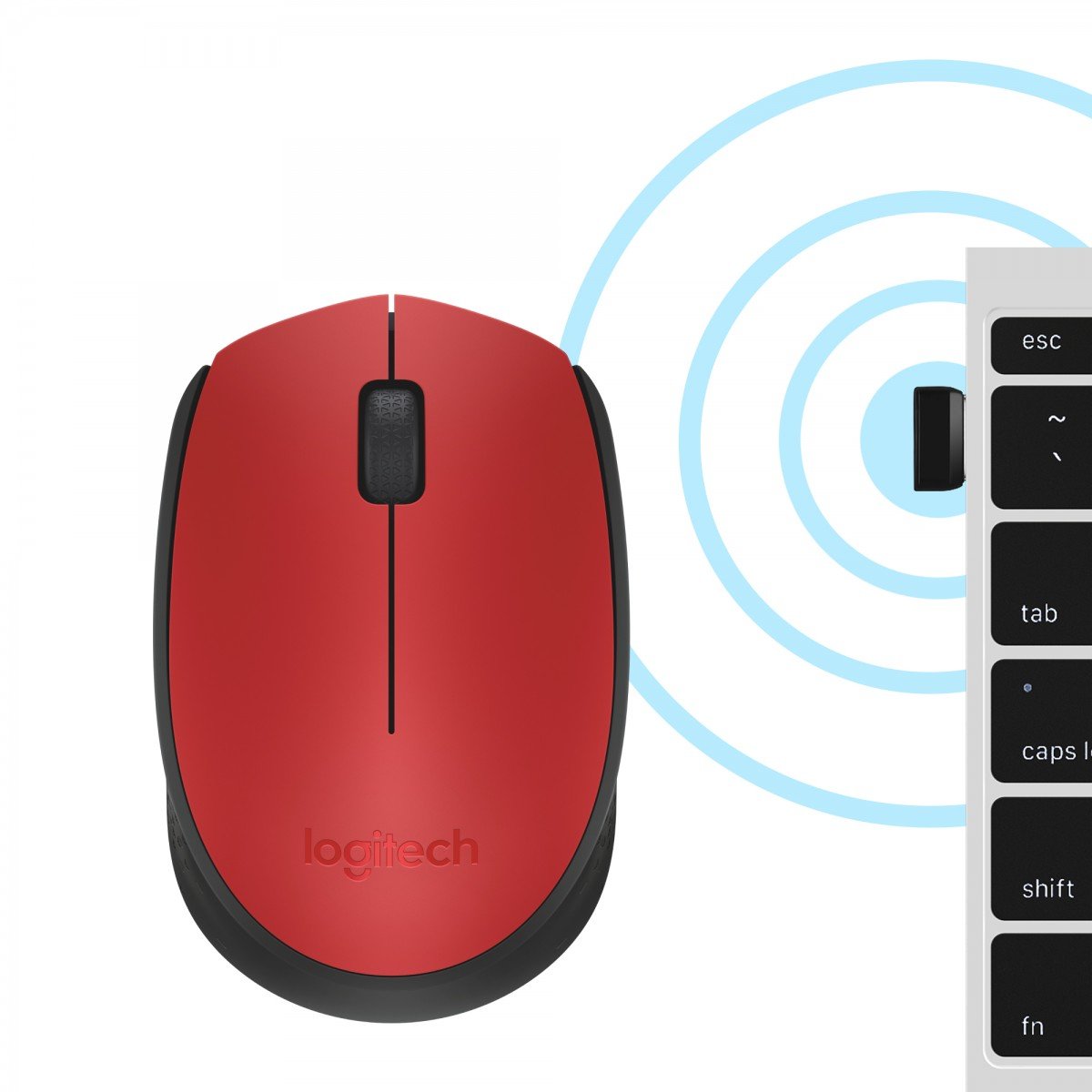 LOGITECH M171 Mouse wireless 2.4 GHz USB wireless receiver black red