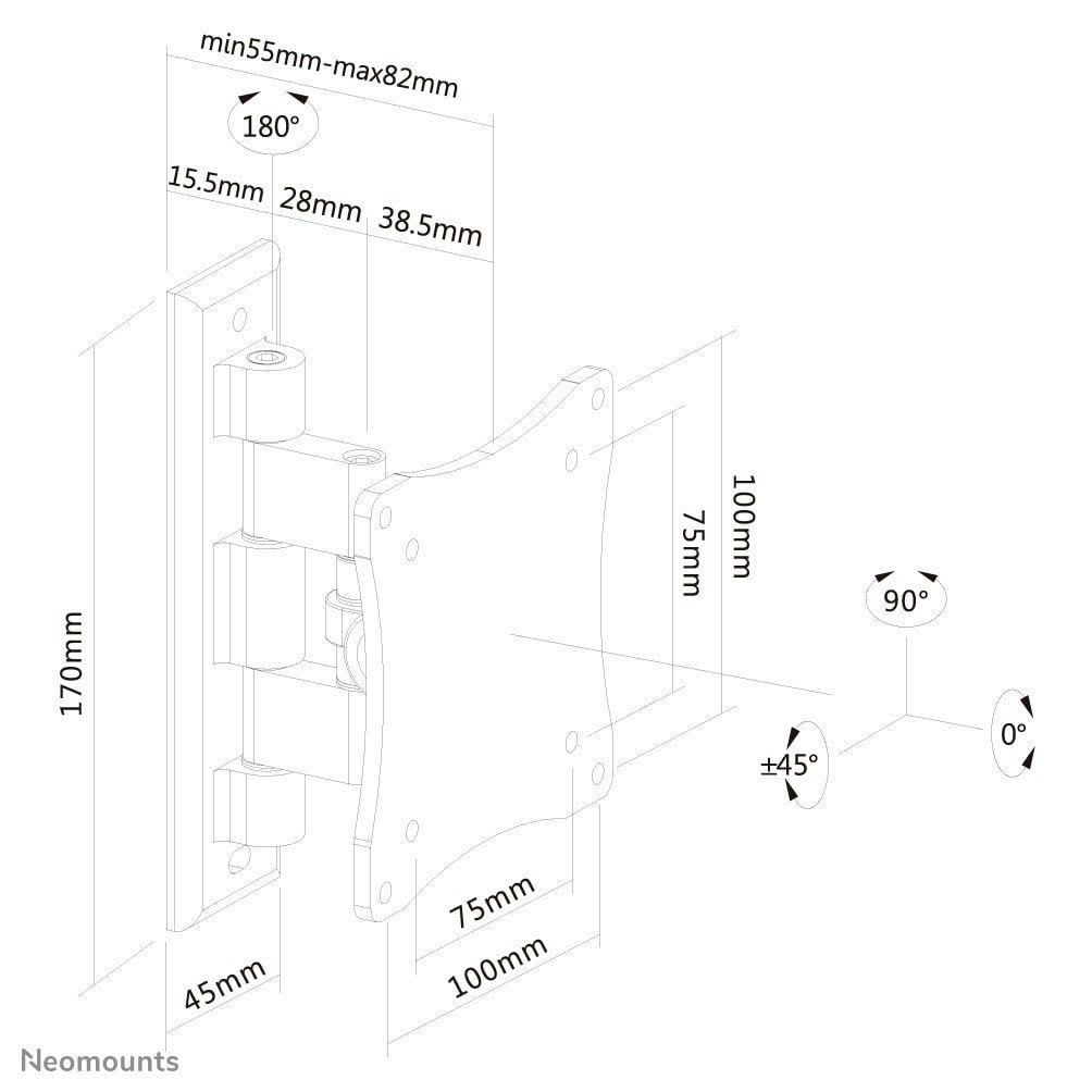 NEOMOUNTS FPMA-W810 Support décran mural 10-27p - orientable
