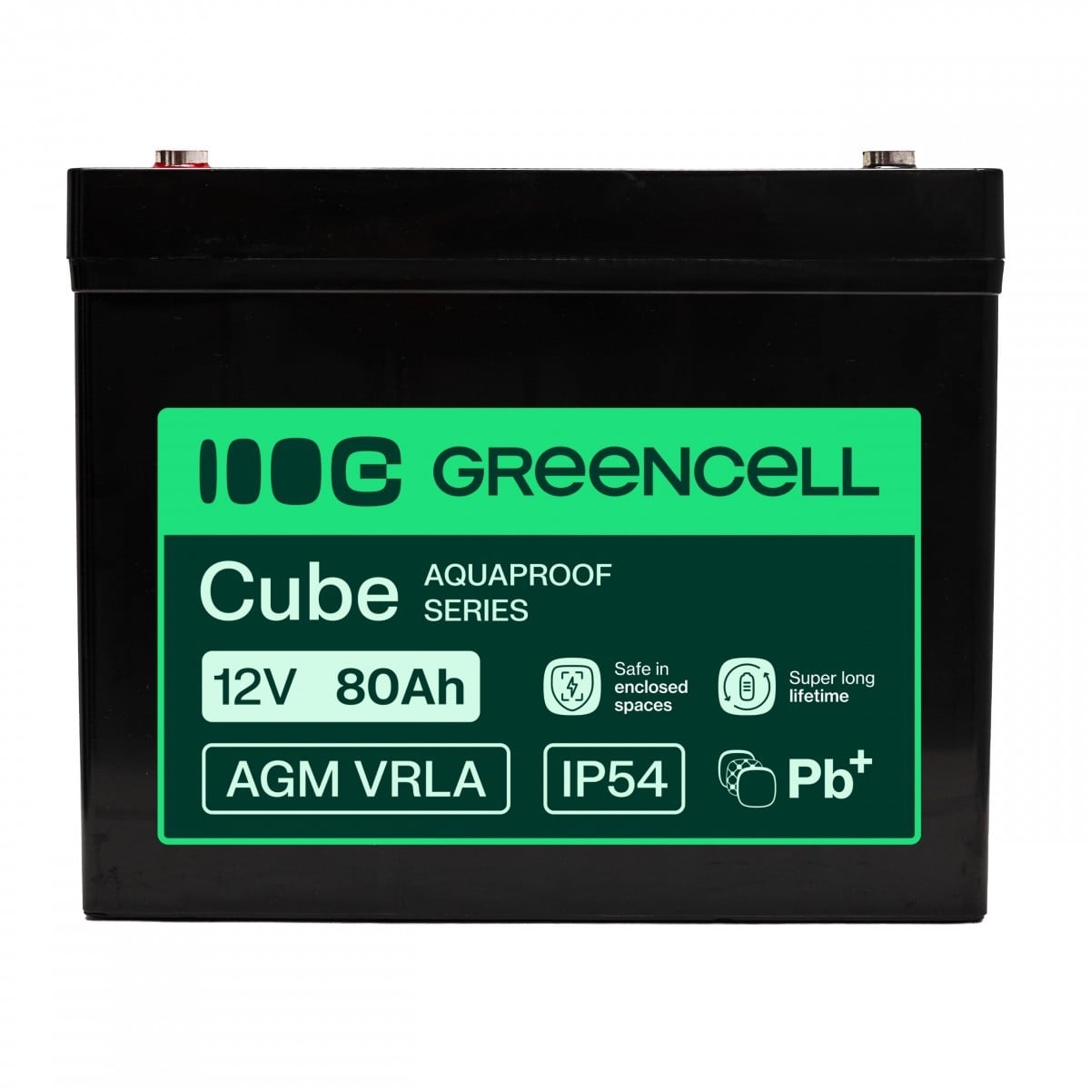 Batterie sans entretien Green Cell AGM VRLA 12V 80Ah pour UPS, balances, camping-car (260x168x216mm)