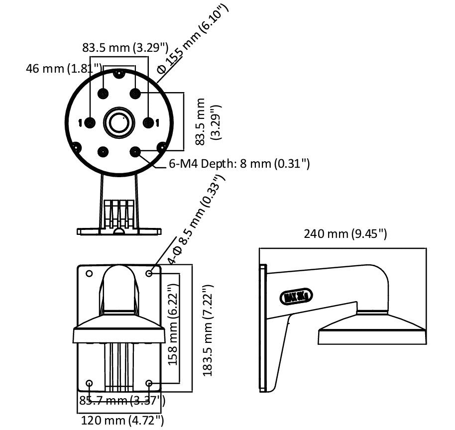 Hikvision DS-1473ZJ-155(Black) Wall mount